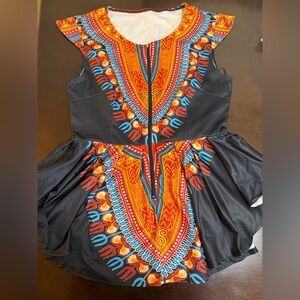 African Print Peplum Top Ankara Style Flare Size L